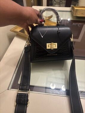 BCBGeneration Black Mini Top-Handle Crossbody with Gold Hardware